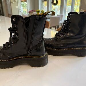 Dr. Martens Black Combat Boots with Yellow Stitching